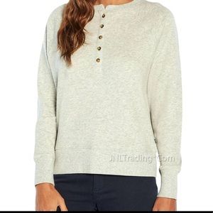 Gap Ladies Henley Sweatshirt Size Med Heather Grey NWT